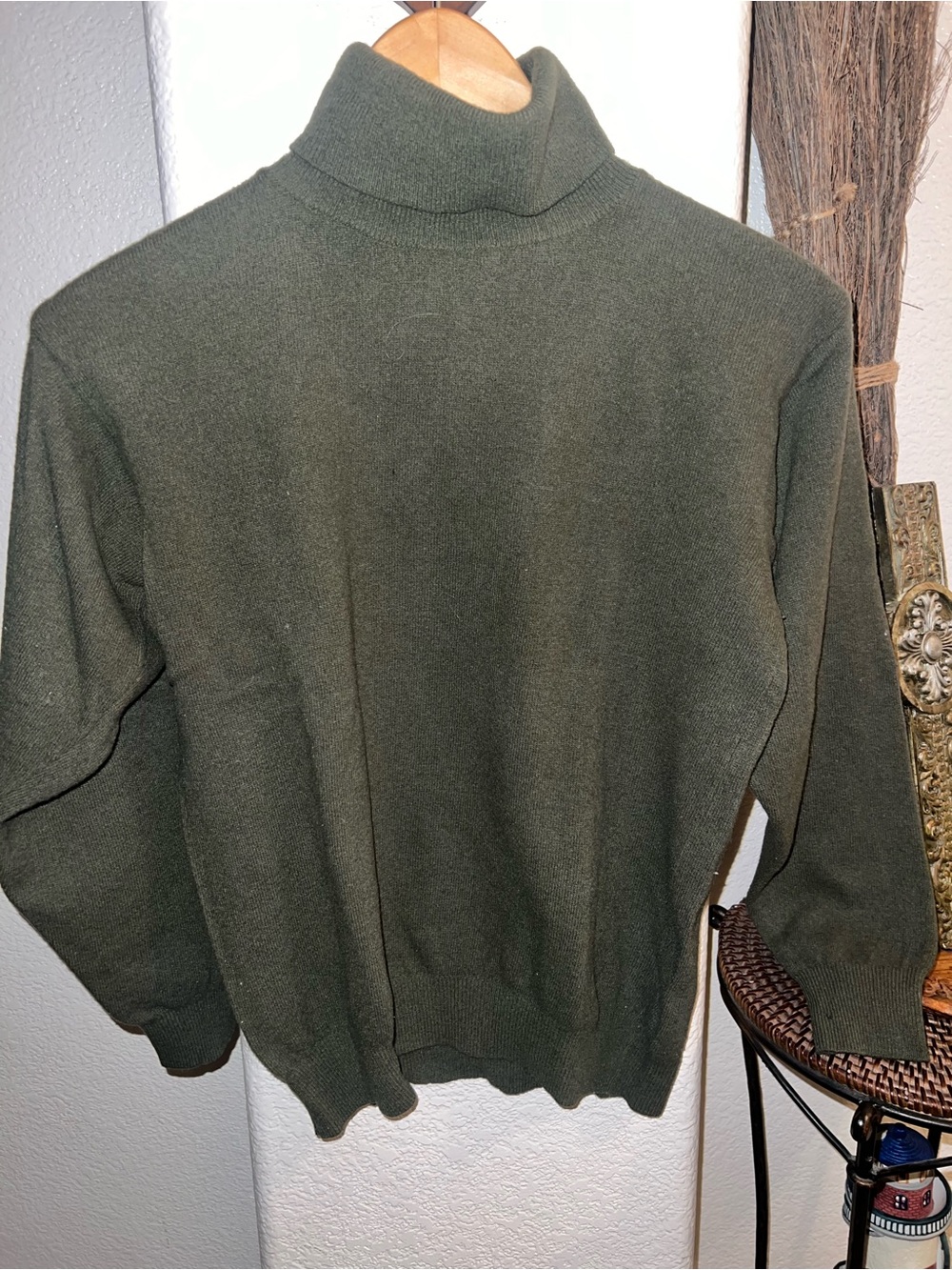 Womens Olive Green Turtleneck Sweater